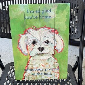 Cute Dog Wall Art with Green Background